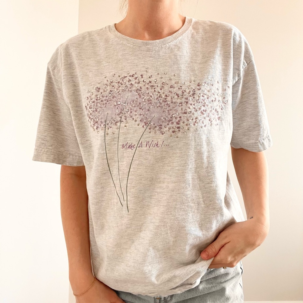 Vintage Make a Wish Dandelion Graphic Tee Shirt